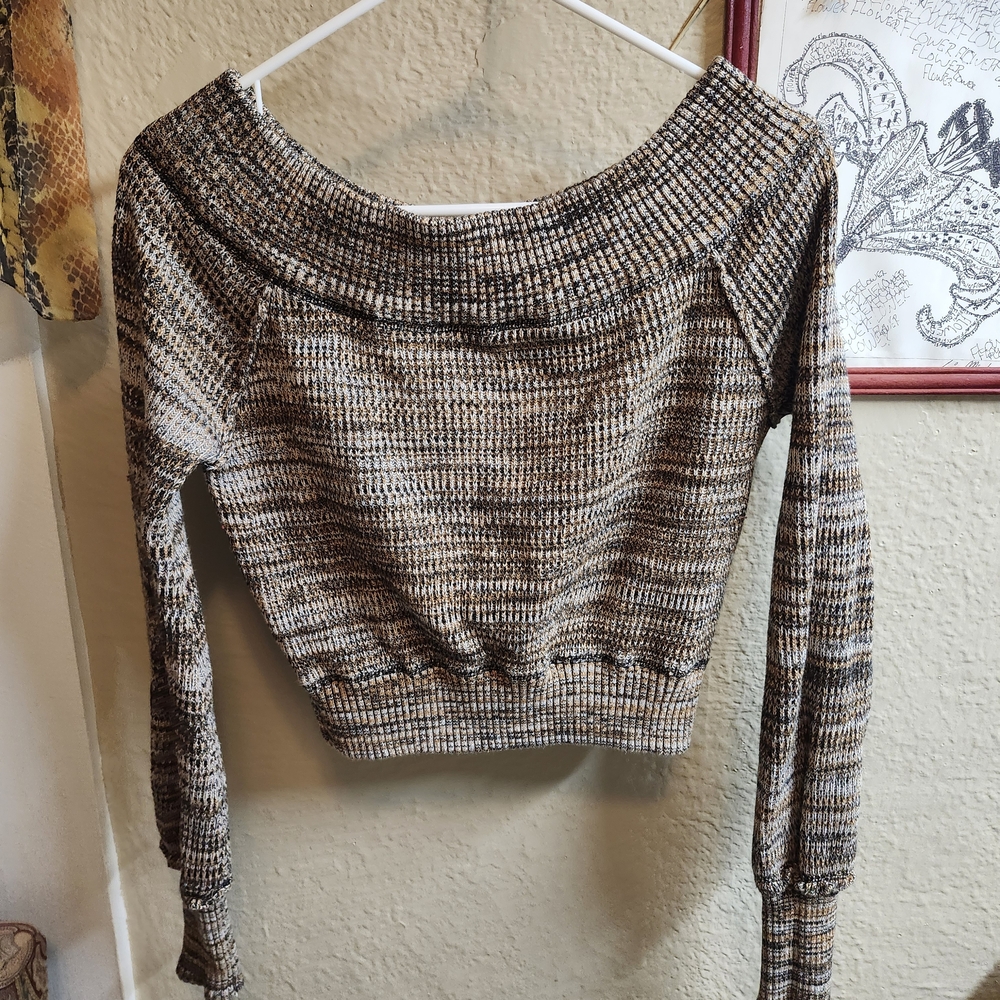 Free People Multitone Off-Shoulder Sweater
